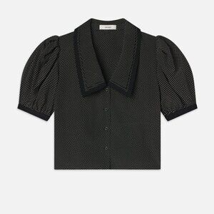 FRAME The Polka Dot Sailor Blouse in Black Multi - small - new with tags